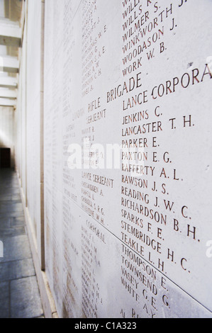 Porte de Menin mémorial aux disparus Banque D'Images