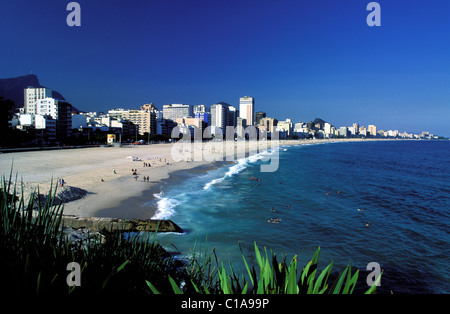 Brésil, Rio de Janeiro, la plage de Leblon Banque D'Images