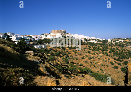 L'archipel du Dodécanèse Grèce l'île de Patmos Chora Ioannis Theologos Evanghelista (Monastère Saint Jean le Théologien) Banque D'Images
