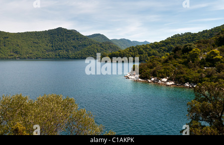Lagon magnifique dans le Parc National de Mljet en Croatie. Une Eau cristalline et épargné les forêts méditerranéennes. Banque D'Images