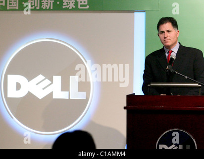 Michael Dell, PDG de Dell Inc déclare que Dell va réduire le personnel lors d'un discours à Beijing Beijing, Chine - 26.03.09 Banque D'Images