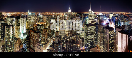 Photo de nuit panorama du haut de la roche à new york city Banque D'Images