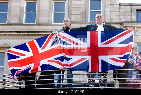 Avec l'Union jack drapeaux patriotes Banque D'Images