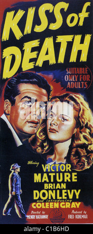 Baiser de la mort pour l'affiche de 1947 avec Victor Mature film TCF et Coleen Gray Banque D'Images