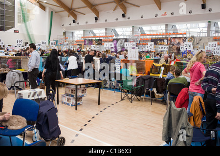 Les éleveurs et visiteurs à WCF World Show le 13 mars 2011, Varsovie, Pologne Banque D'Images