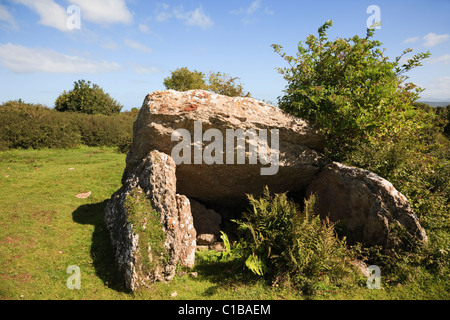 Pantalon-y-Saer tombeau néolithique de chambre d'enterrement ou Cromlech. Benllech, île d'Anglesey, pays de Galles du Nord, Royaume-Uni Banque D'Images