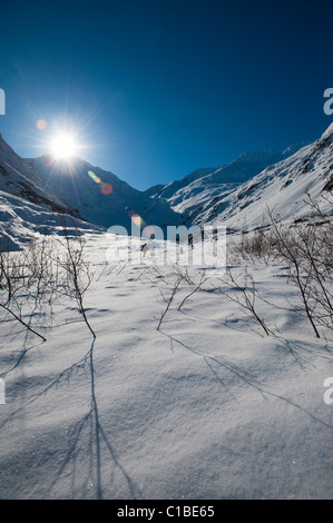 Randonneurs SUR LE SENTIER DU GLACIER BYRON Banque D'Images