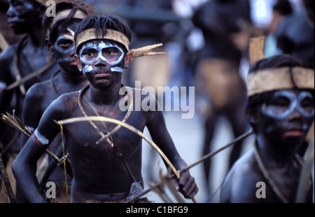 Aux Philippines, l'île de Panay, province d'Aklan, ville de Kalibo, festival Ati-Atihan Banque D'Images