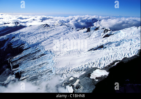 Nouvelle Zélande, île du Sud, Parc National du Mont Cook (vue aérienne) Banque D'Images