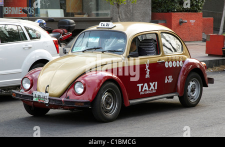 Taxi Coccinelle VW Mexique Mexico City Banque D'Images