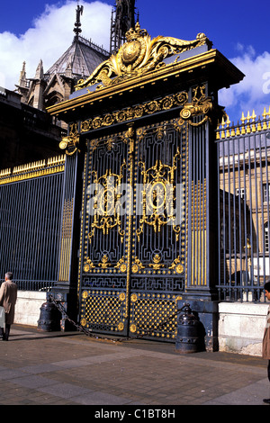 France, Paris, Palais de Justice (gate) sur l'Ile de citer Banque D'Images