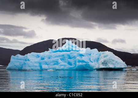 Iceberg flottant dans l'océan, au sud du Groenland. Banque D'Images