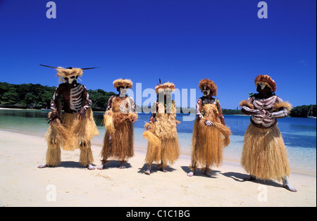 La France, Nouvelle Calédonie, île des Pins, les danseurs de la compagnie Olobath Banque D'Images