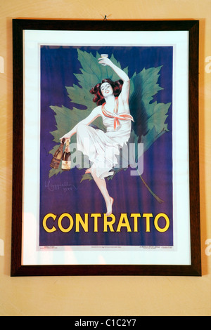 Contratto producteur de vin à Canelli, affiche publicitaire ancienne datée 1925, Asti, Piémont, Italie, Europe Banque D'Images