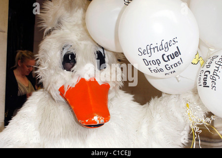 Un canard PETA manifestations devant de Selfridges dans une tentative de les arrêter la vente de Foie Gras dans leur magasin Londres, Angleterre - 09.04.09 Banque D'Images