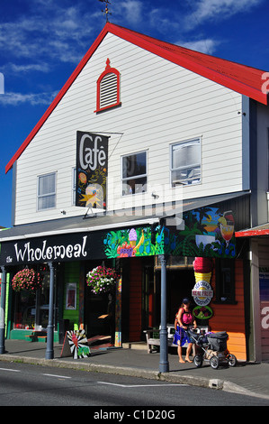 Petit café, rue Commercial, Takaka, Golden Bay, région de Tasmanie, île du Sud, Nouvelle-Zélande Banque D'Images