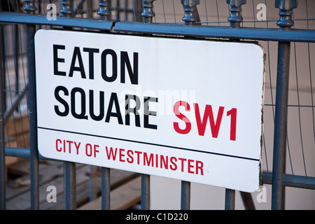 Eaton Square, Londres SW1 street sign Banque D'Images