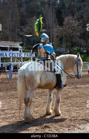 Vaillants chevaliers attendant leur tour dans le match à la joute du festival celtique de Californie Sonora Banque D'Images