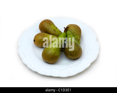 Poires Conférence sur une plaque Banque D'Images