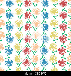 Sélection de fleurs colorées avec leafs configuré comme un motif transparent Banque D'Images