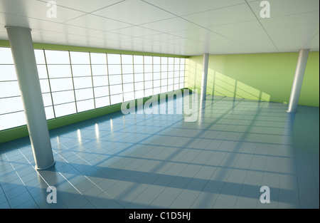 Grand hall vide ou bureau. 3D render. Banque D'Images