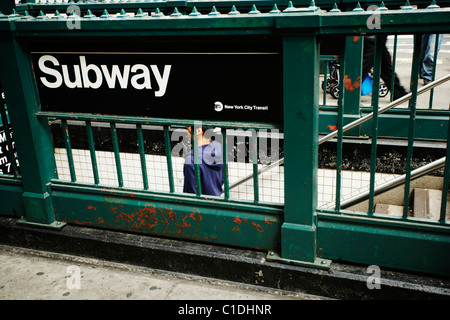 Entrée du métro de Manhattan New York Banque D'Images