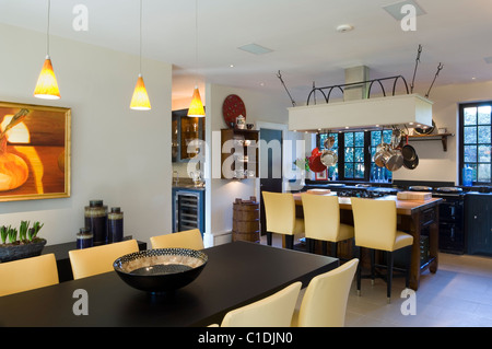 20e siècle style Arts and Crafts house modernisé avec bois wengé foncé sur les portes, cadres de fenêtres et les planchers. Banque D'Images