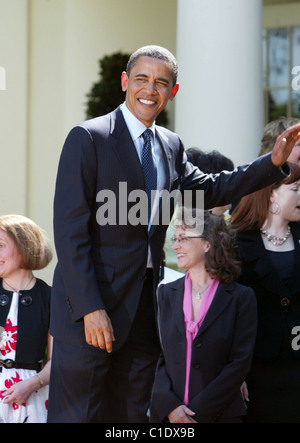 Le président Barack Obama au cours d'une présentation de la nationale 2009 Professeur de l'année dans le jardin de roses du Livre blanc Banque D'Images