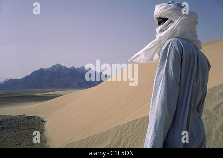 L'Algérie, région du Sahara, Sahara, près de Djanet, oasis Touareg sur une dune de sable dans le grand désert Banque D'Images