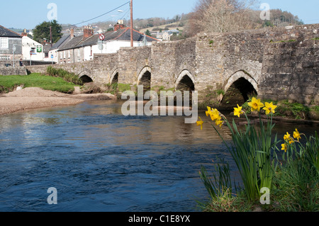 Le 13e siècle pont sur la rivière Fowey à Lostwithiel à Cornwall, UK Banque D'Images