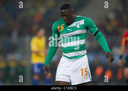 Ksk Beveren de Côte d'Ivoire en action au cours d'une Coupe du Monde FIFA 2010 Groupe G match contre le Brésil le 20 juin 2010. Banque D'Images