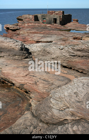 Ancien poste de recherche et sauvetage sur l'île, le Wirral Hilbre, Merseyside, Royaume-Uni Banque D'Images