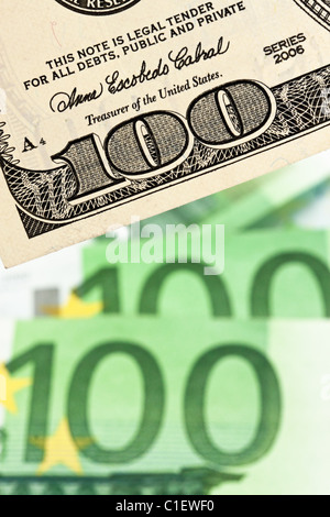 Dollar et l'Euro. Différences symbole Euro Dollar Banque D'Images