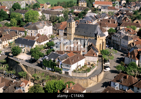 France, Dordogne, Siorac en Perigord (vue aérienne) Banque D'Images