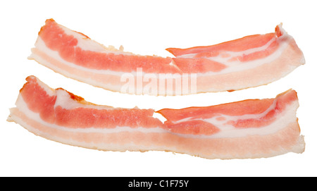 Des morceaux de bacon isolé sur fond blanc Banque D'Images