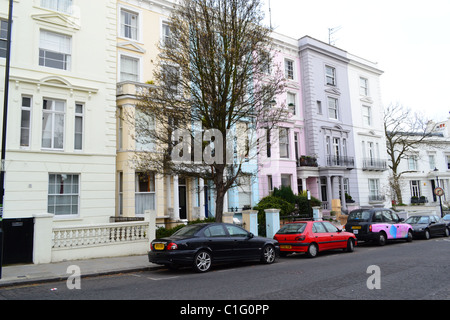 Maisons en stuc traditionnel dans Notting Hill, Londres. UK ARTIFEX LUCIS Banque D'Images