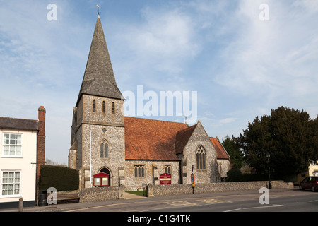 St Peters Church Stockbridge avec flèche de galets Banque D'Images