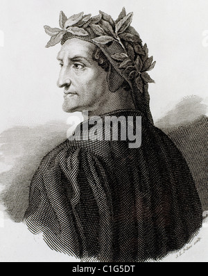 Dante Alighieri (1265-1321). Poète italien. La gravure. Banque D'Images