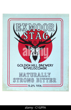 Stag Exmoor Ale l'étiquette du flacon - date inconnue. Banque D'Images