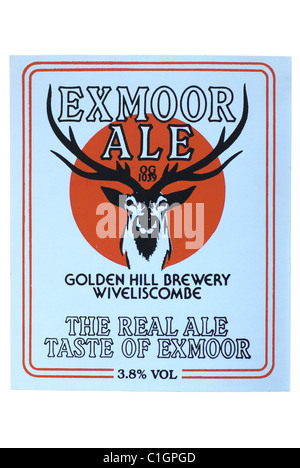 Étiquette de la bouteille de bière d'Exmoor - date inconnue. Banque D'Images