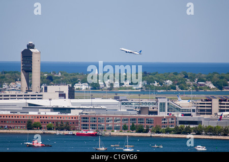 L'aéroport, l'Aéroport International de Logan, Boston, Massachusetts, USA Banque D'Images