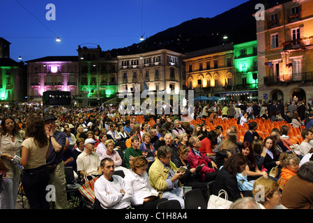 La Suisse, Canton du Tessin, de Locarno, le festival international du cinéma sur la Piazza Grande Banque D'Images