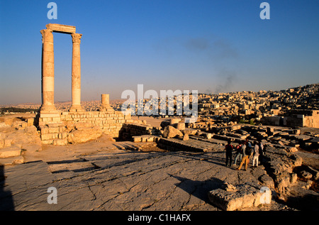 La Jordanie, Amman, la citadelle et le temple d'Hercule romain Banque D'Images
