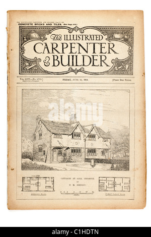 Old vintage magazine illustré le charpentier et Builder daté de juin17 1910. Seulement ÉDITORIALE Banque D'Images