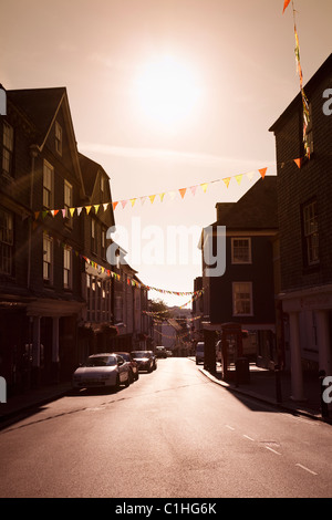 The Narrows and the Butterwalk, Totnes, Devon, Angleterre, Royaume-Uni Banque D'Images