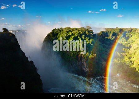 La rivière Zambèze et les chutes Victoria, Zimbabwe Banque D'Images