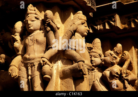 L'Inde Madhya Pradesh Khajuraho Temples classés au Patrimoine Mondial par l'UNESCO Jain temple de la Eastern Group : sculpture de Banque D'Images