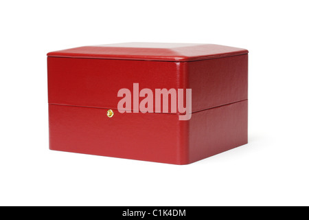 Boîte cadeau rouge isolé sur fond blanc Banque D'Images