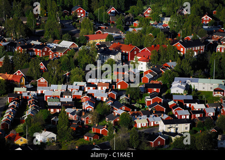 La Suède, la région de Lulea, maisons en village de Gammelstaden (Site du patrimoine mondial de l'UNESCO) (vue aérienne) Banque D'Images