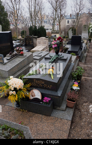 Tombe d'Edith Piaf, cimetière du Père Lachaise, Paris, France Banque D'Images